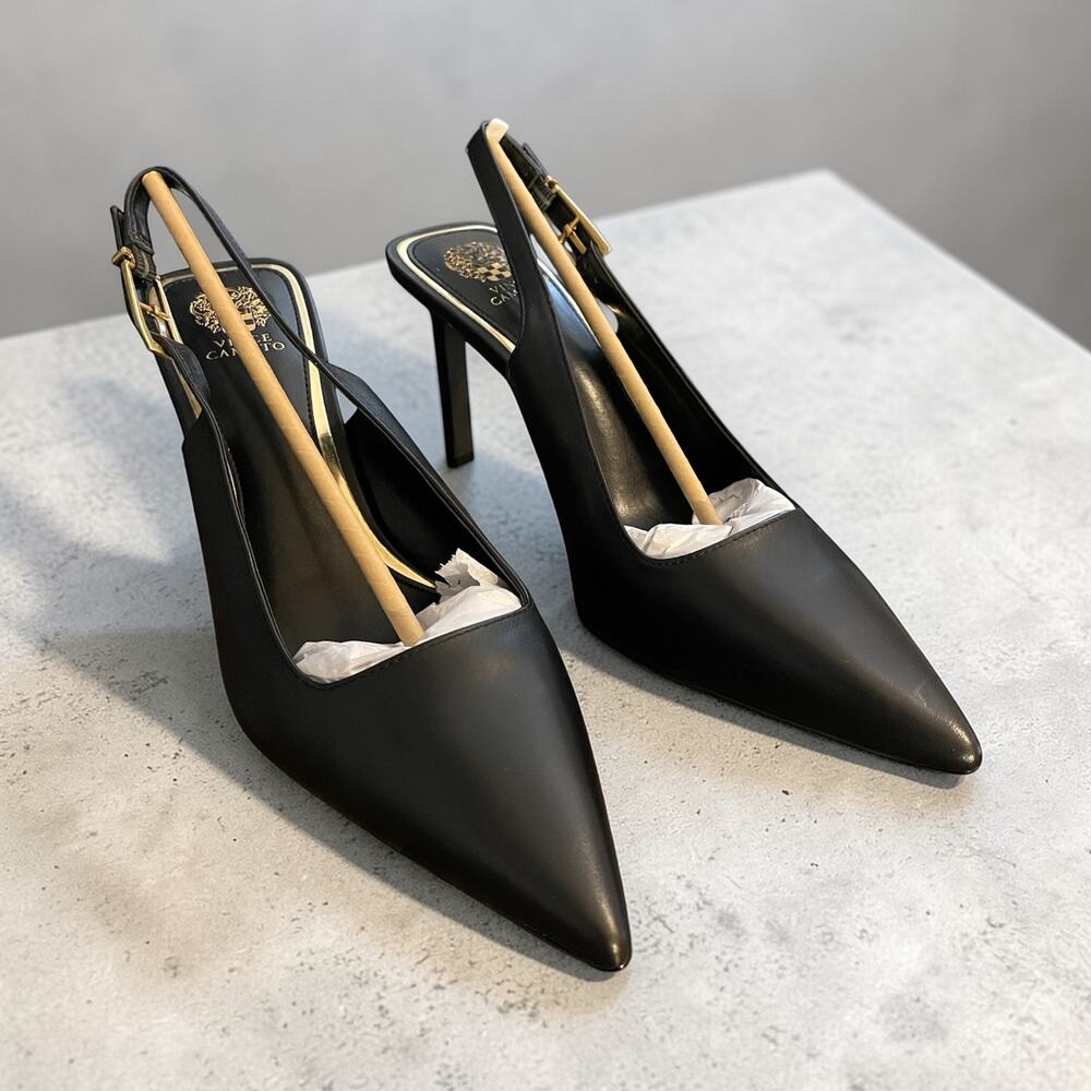 NEW Vince Camuto Brendie Sling Back Heels Black Size 11M Glamour Shoes Office - Picture 7 of 8